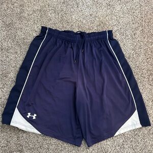 Under Armour Men's Dark Blue and White Athletic Shorts